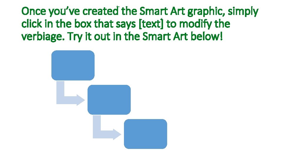 Once you’ve created the Smart Art graphic, simply click in the box that says