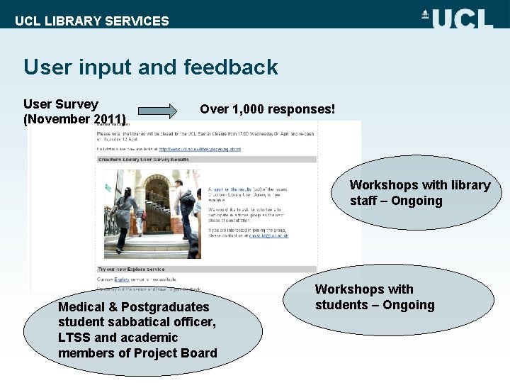 UCL LIBRARY SERVICES User input and feedback User Survey (November 2011) Over 1, 000