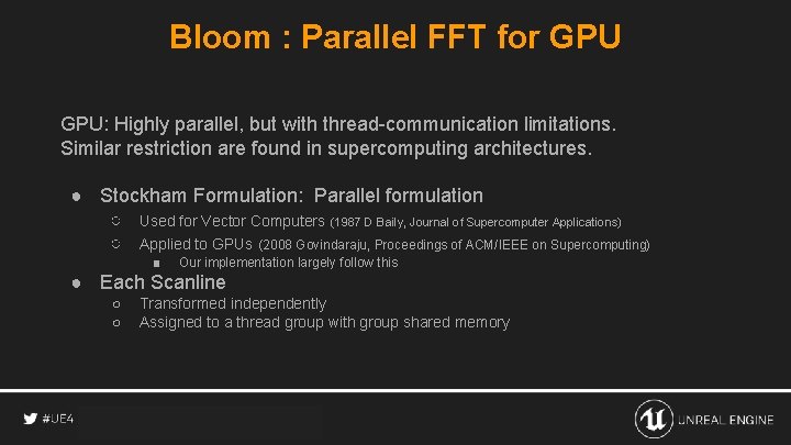 Bloom : Parallel FFT for GPU: Highly parallel, but with thread-communication limitations. Similar restriction