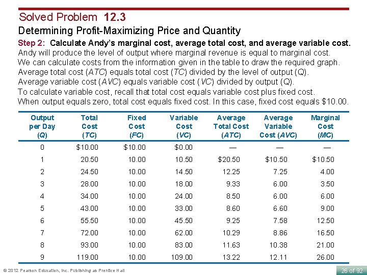 Solved Problem 12. 3 Determining Profit-Maximizing Price and Quantity Step 2: Calculate Andy’s marginal