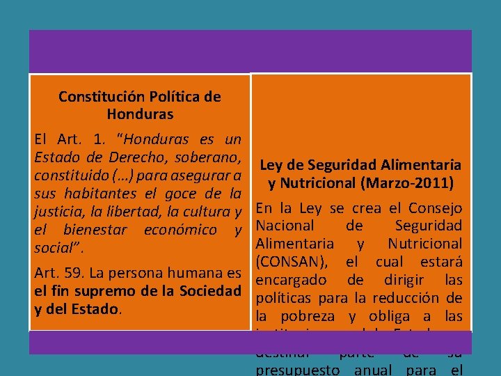  Constitución Política de Honduras El Art. 1. “Honduras es un Estado de Derecho,