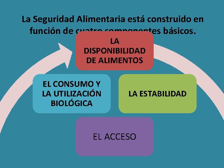 La Seguridad Alimentaria está construido en función de cuatro componentes básicos. LA DISPONIBILIDAD DE