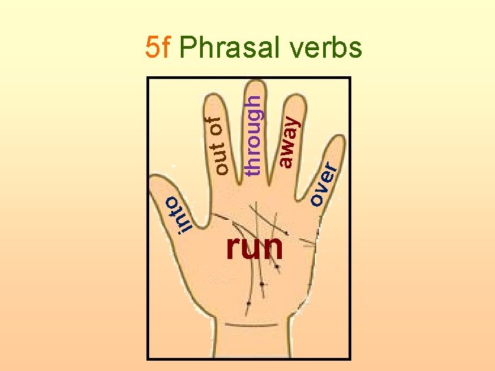 out of through away run r ove o t in 5 f Phrasal verbs