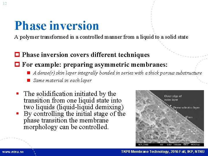 12 Phase inversion A polymer transformed in a controlled manner from a liquid to