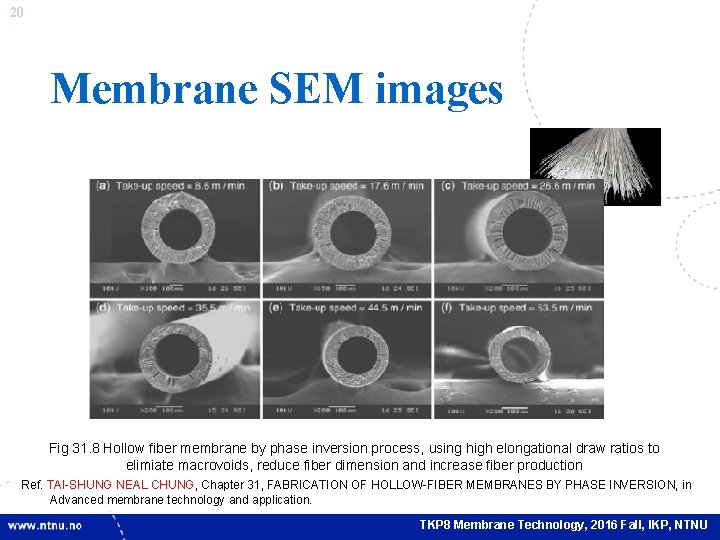 20 Membrane SEM images Fig 31. 8 Hollow fiber membrane by phase inversion process,