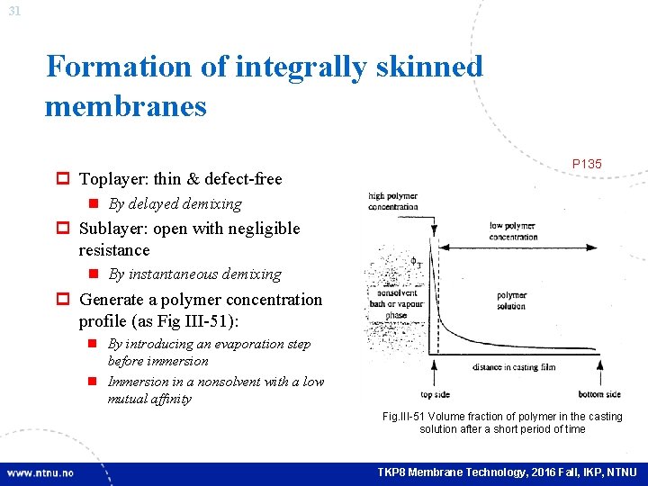 31 Formation of integrally skinned membranes p Toplayer: thin & defect-free P 135 n
