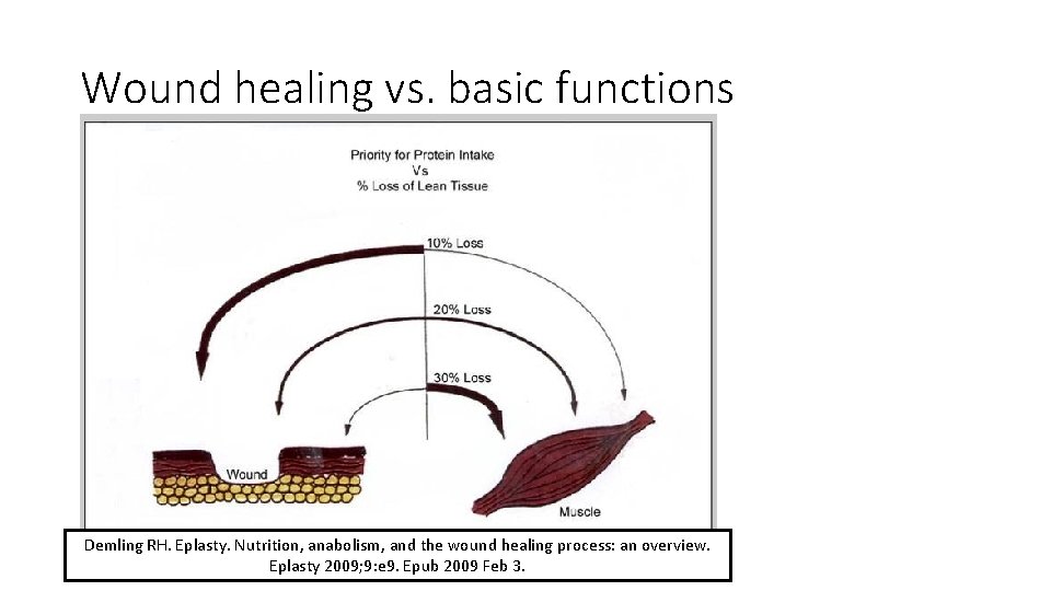 Wound healing vs. basic functions Demling RH. Eplasty. Nutrition, anabolism, and the wound healing