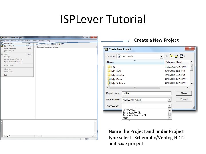 ISPLever Tutorial Create a New Project Name the Project and under Project type select