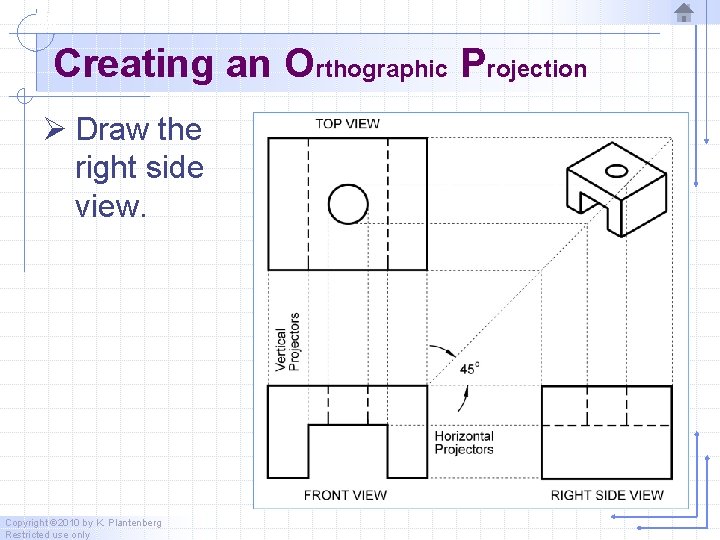 Creating an Orthographic Projection Ø Draw the right side view. Copyright © 2010 by