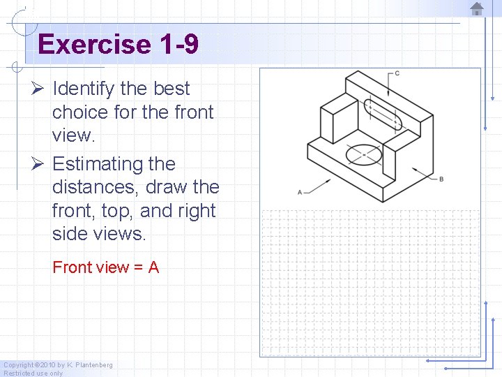 Exercise 1 -9 Ø Identify the best choice for the front view. Ø Estimating Exercise 1 -9 Ø Identify the best choice for the front view. Ø Estimating