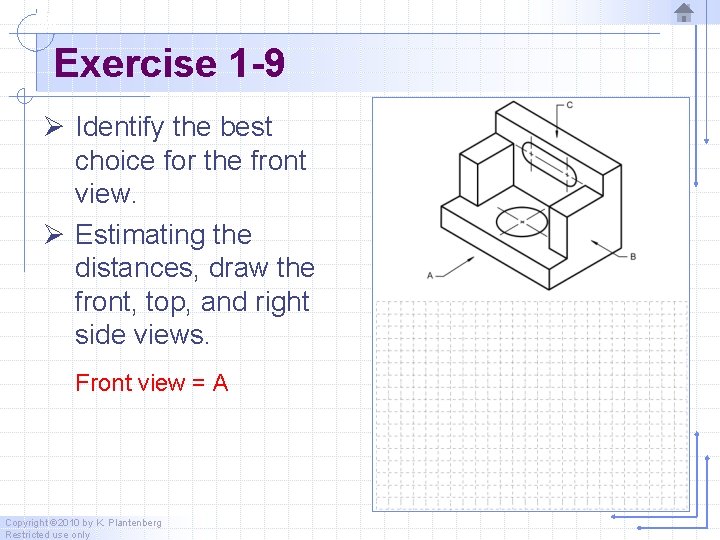 Exercise 1 -9 Ø Identify the best choice for the front view. Ø Estimating