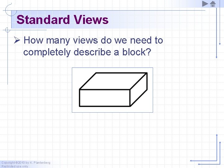 Standard Views Ø How many views do we need to completely describe a block?