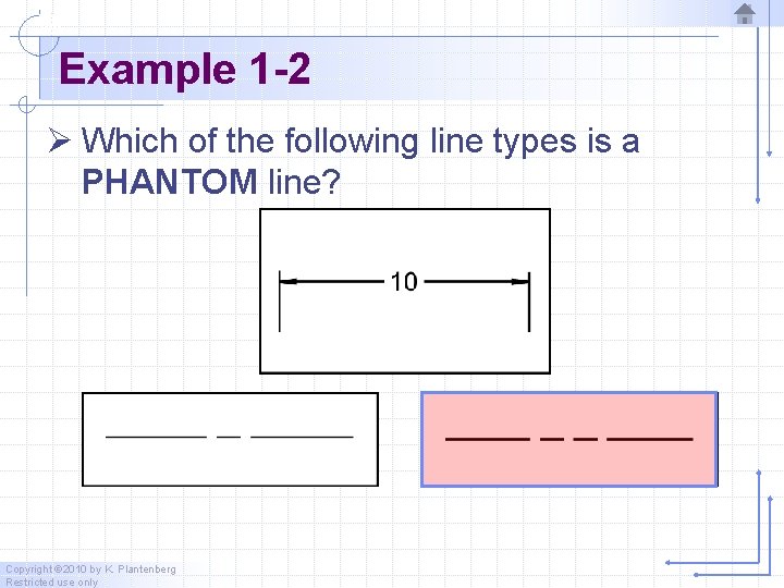 Example 1 -2 Ø Which of the following line types is a PHANTOM line?