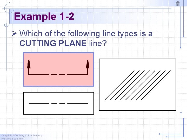 Example 1 -2 Ø Which of the following line types is a CUTTING PLANE