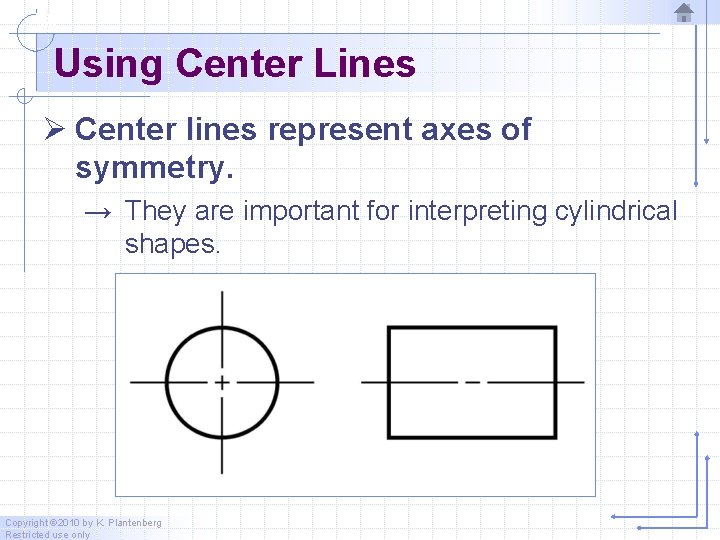 Using Center Lines Ø Center lines represent axes of symmetry. → They are important