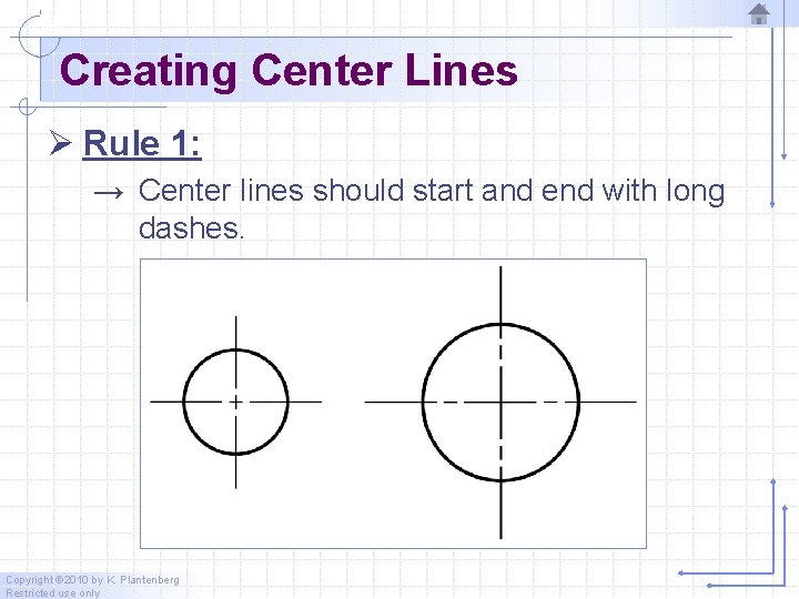 Creating Center Lines Ø Rule 1: → Center lines should start and end with
