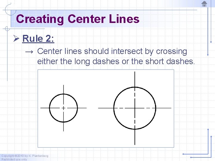Creating Center Lines Ø Rule 2: → Center lines should intersect by crossing either