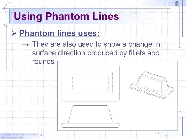 Using Phantom Lines Ø Phantom lines uses: → They are also used to show Using Phantom Lines Ø Phantom lines uses: → They are also used to show