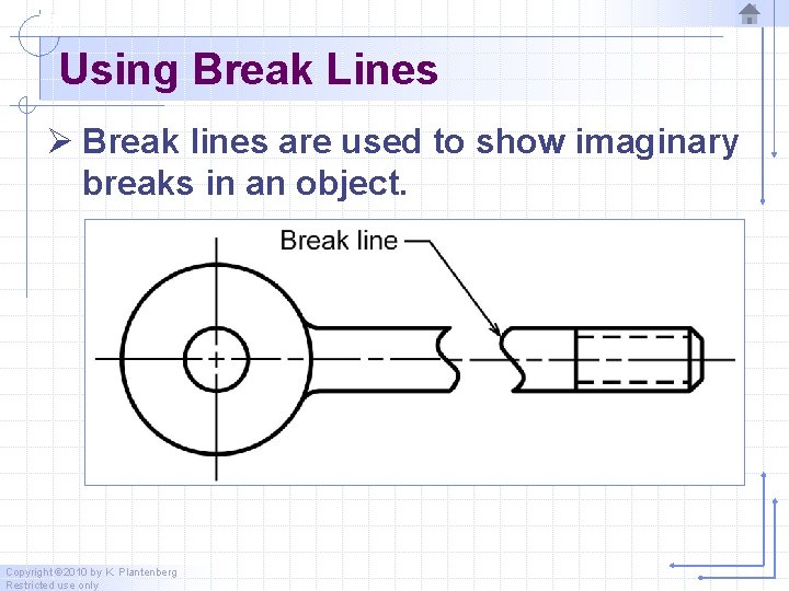 Using Break Lines Ø Break lines are used to show imaginary breaks in an