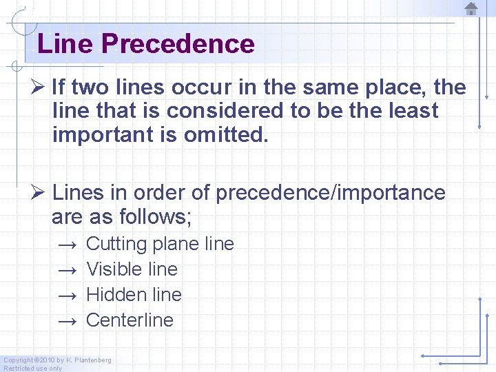 Line Precedence Ø If two lines occur in the same place, the line that