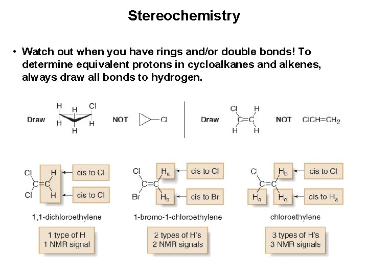 Stereochemistry • Watch out when you have rings and/or double bonds! To determine equivalent
