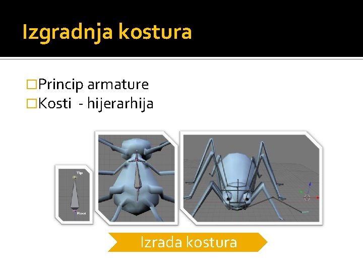 Izgradnja kostura �Princip armature �Kosti - hijerarhija Izrada kostura 