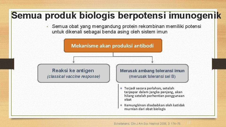 Semua produk biologis berpotensi imunogenik • Semua obat yang mengandung protein rekombinan memiliki potensi