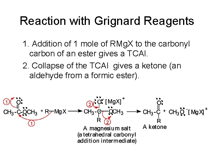 Reaction with Grignard Reagents 1. Addition of 1 mole of RMg. X to the