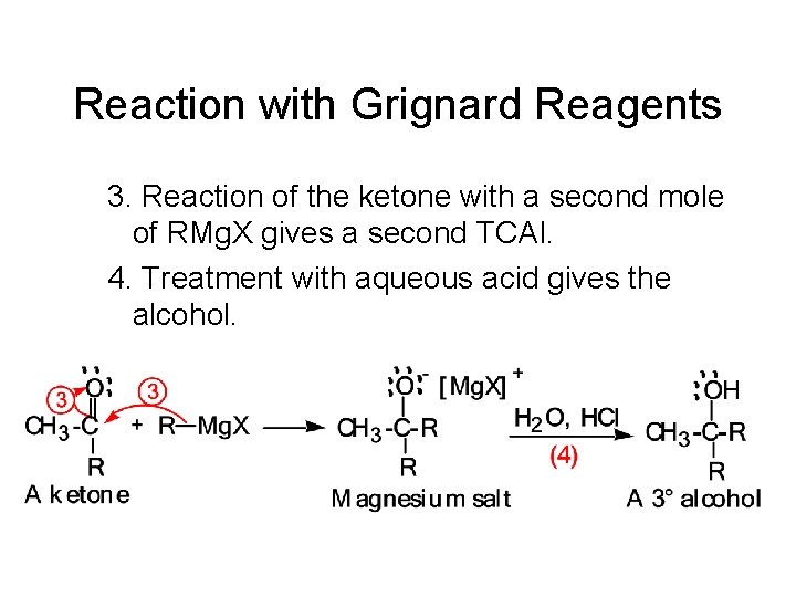 Reaction with Grignard Reagents 3. Reaction of the ketone with a second mole of