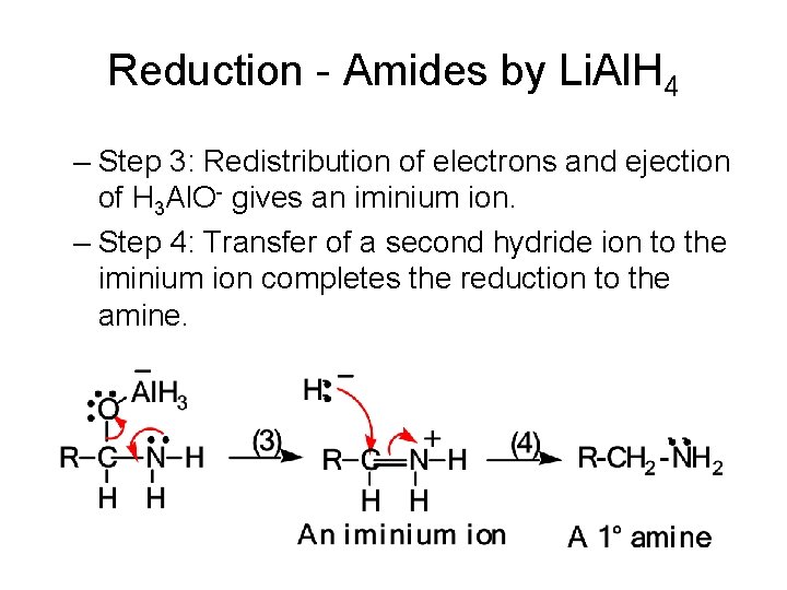 Reduction - Amides by Li. Al. H 4 – Step 3: Redistribution of electrons