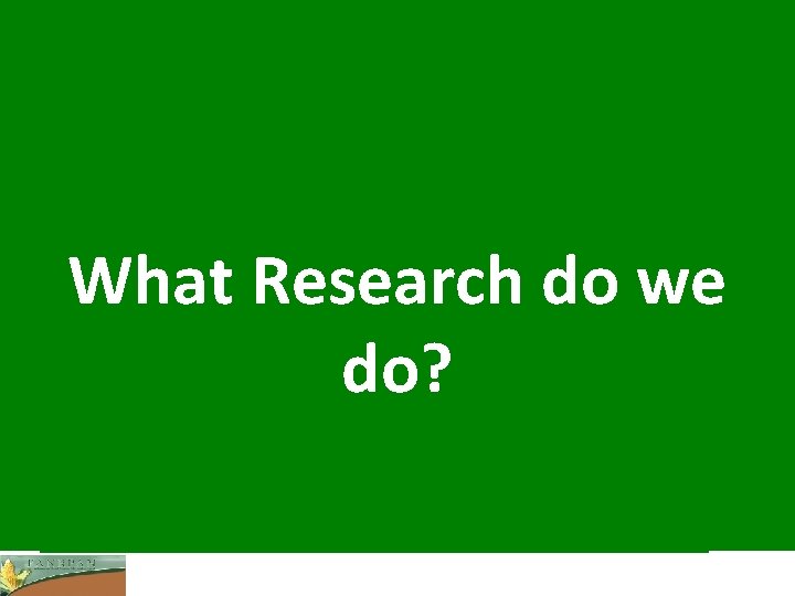 What Research do we do? 