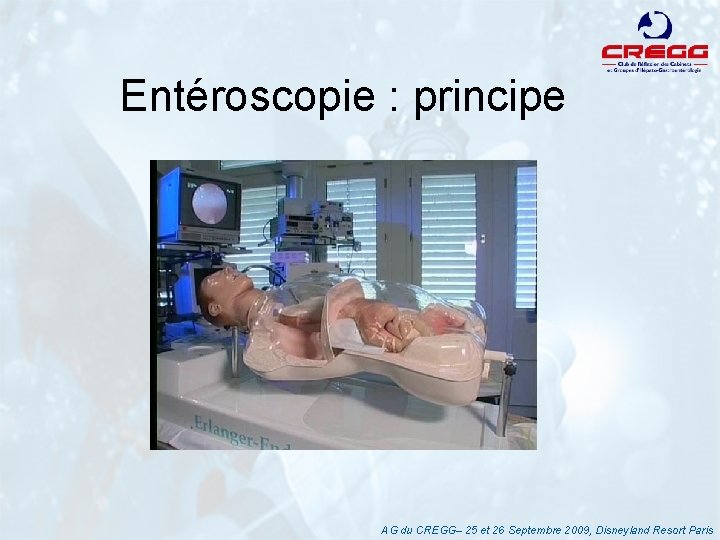 Entéroscopie : principe AG du CREGG– 25 et 26 Septembre 2009, Disneyland Resort Paris
