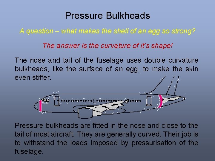 Pressure Bulkheads A question – what makes the shell of an egg so strong?