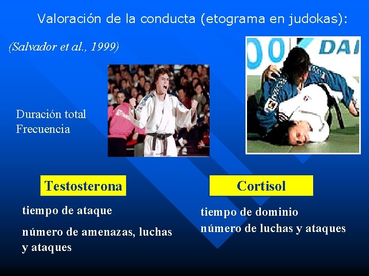 Valoración de la conducta (etograma en judokas): (Salvador et al. , 1999) Duración total