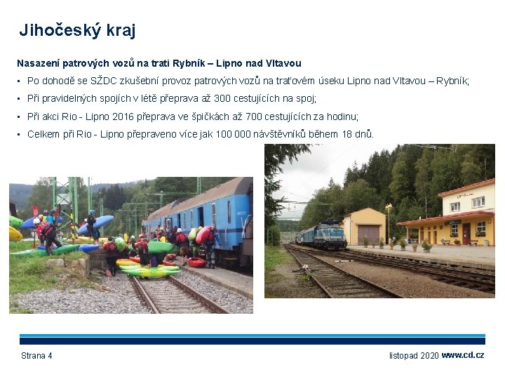 Jihočeský kraj Nasazení patrových vozů na trati Rybník – Lipno nad Vltavou • Po
