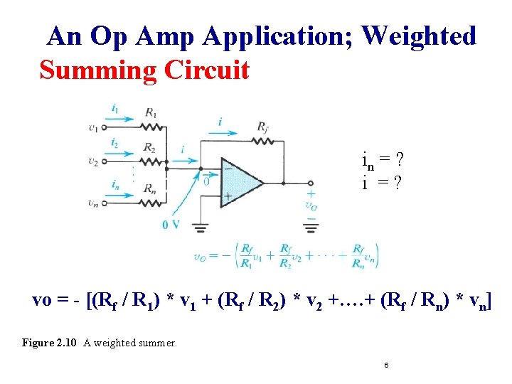 An Op Amp Application; Weighted Summing Circuit in = ? i =? vo =
