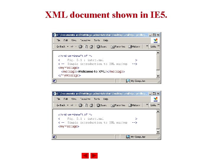 XML document shown in IE 5. 