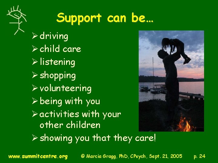 Support can be… Ø driving Ø child care Ø listening Ø shopping Ø volunteering