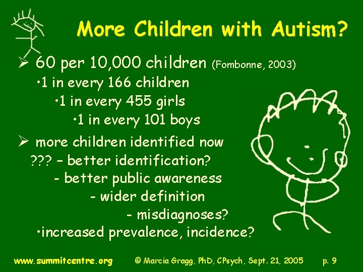 More Children with Autism? Ø 60 per 10, 000 children (Fombonne, 2003) • 1