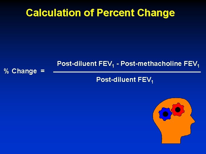 Calculation of Percent Change % Change = Post-diluent FEV 1 - Post-methacholine FEV 1