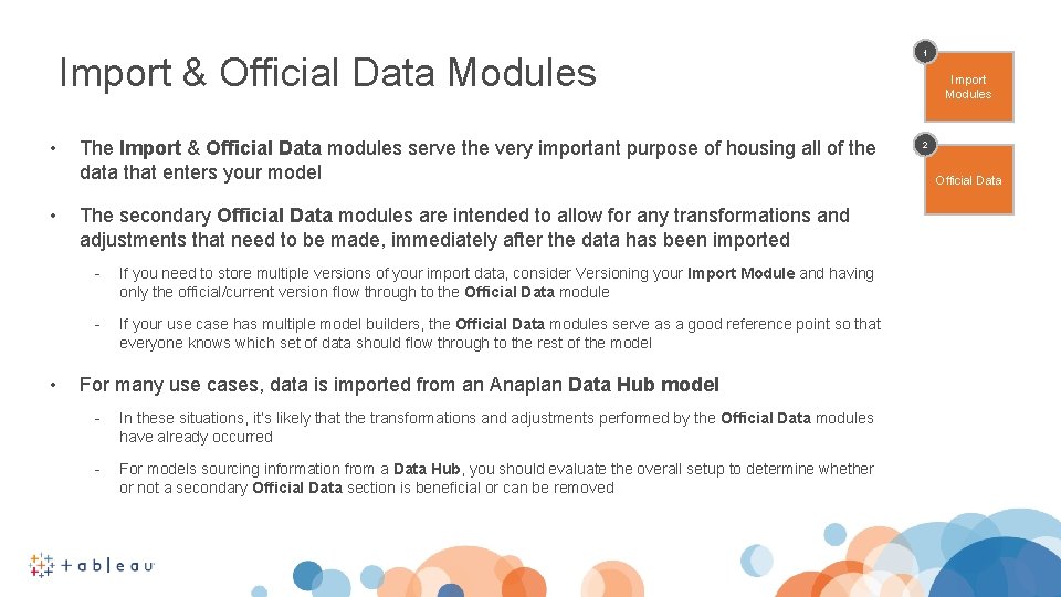 Import & Official Data Modules • • • The Import & Official Data modules