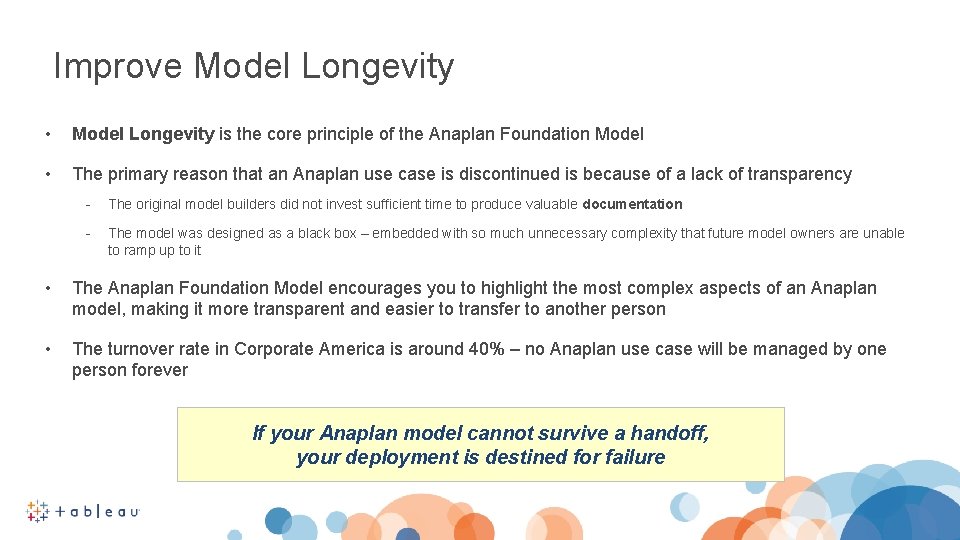 Improve Model Longevity • Model Longevity is the core principle of the Anaplan Foundation