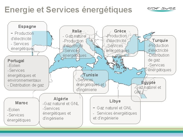 Energie et Services énergétiques Espagne Portugal -Eolien -Services énergétiques et environnementaux - Distribution de