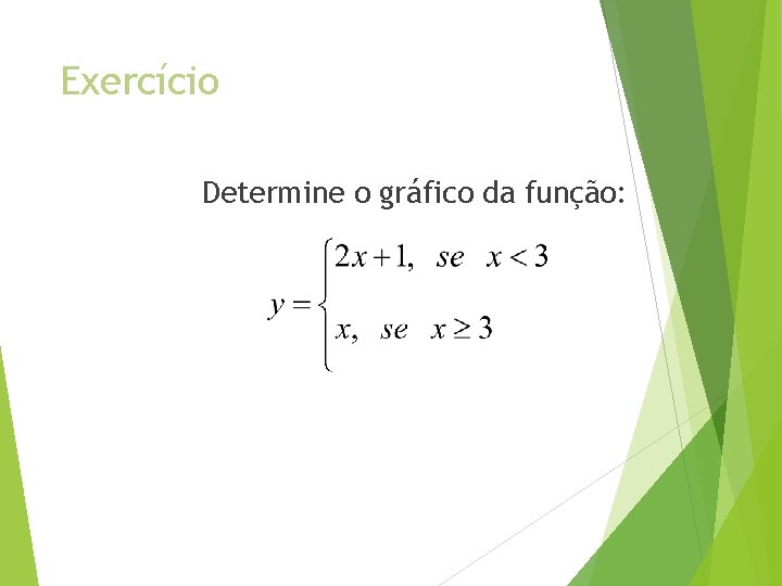 Exercício Determine o gráfico da função: 