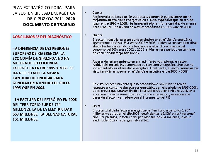 PLAN ESTRATÉGICO FORAL PARA LA SOSTENIBILIDAD ENERGÉTICA DE GIPUZKOA 2011 -2020 DOCUMENTO DE TRABAJO