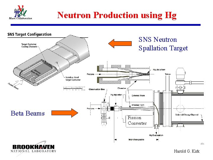 Neutron Production using Hg SNS Neutron Spallation Target Beta Beams Fission Converter Harold G.