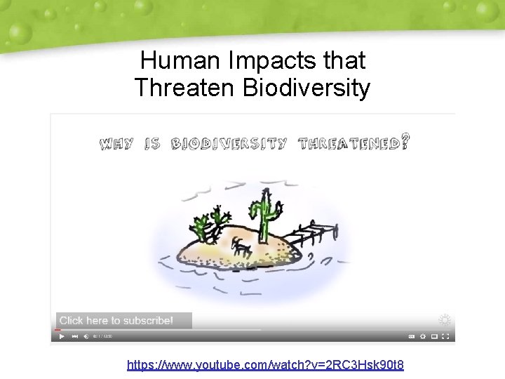 Human Impacts that Threaten Biodiversity https: //www. youtube. com/watch? v=2 RC 3 Hsk 90