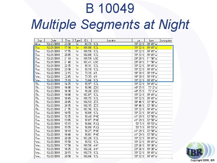 B 10049 Multiple Segments at Night 42 Copyright 2008, IBR 