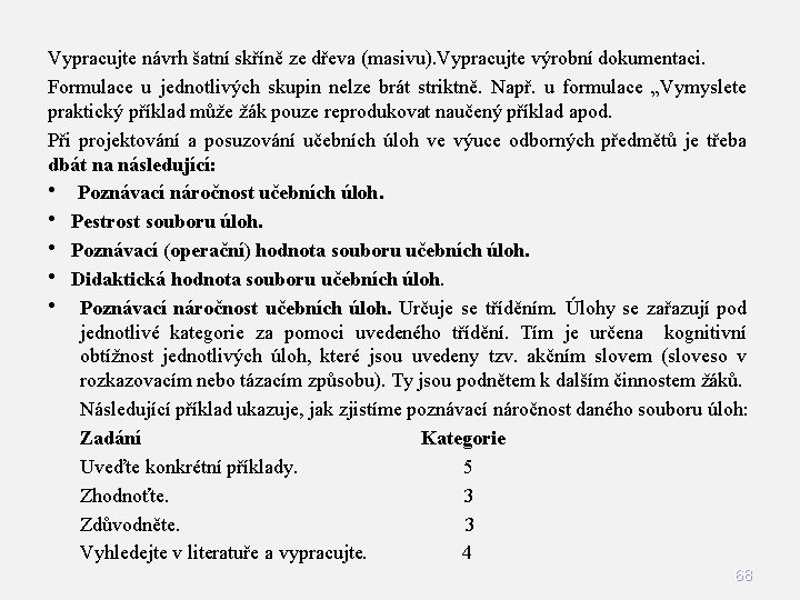 Vypracujte návrh šatní skříně ze dřeva (masivu). Vypracujte výrobní dokumentaci. Formulace u jednotlivých skupin