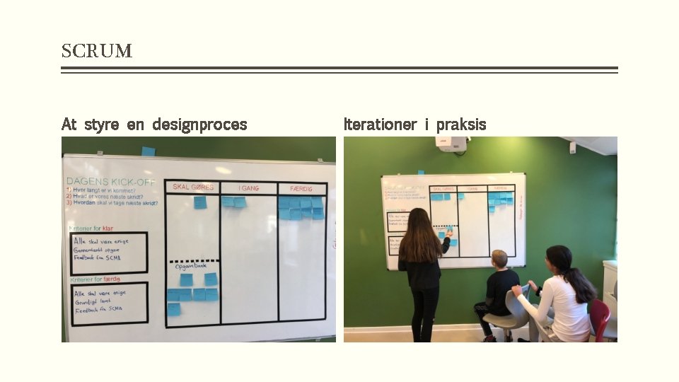 SCRUM At styre en designproces Iterationer i praksis 